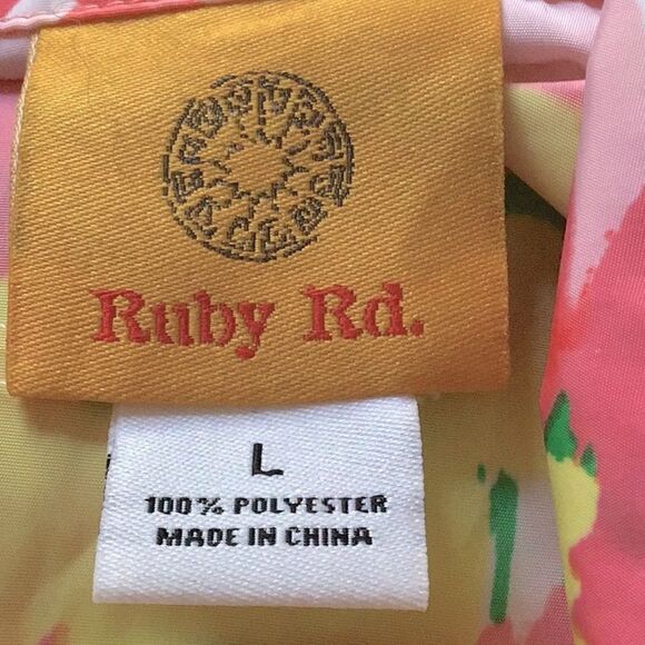 Ruby Rd. Pink Floral Lightweight Nylon Zip Up Jacket - Picture 7 of 9